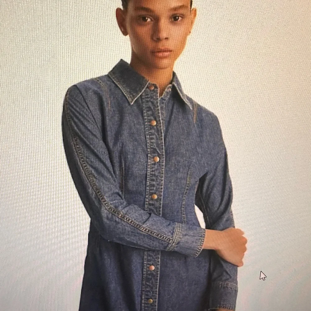 NWT - Tory Burch Blue Long Sleeve Shirt Dress - Picture 3 of 9